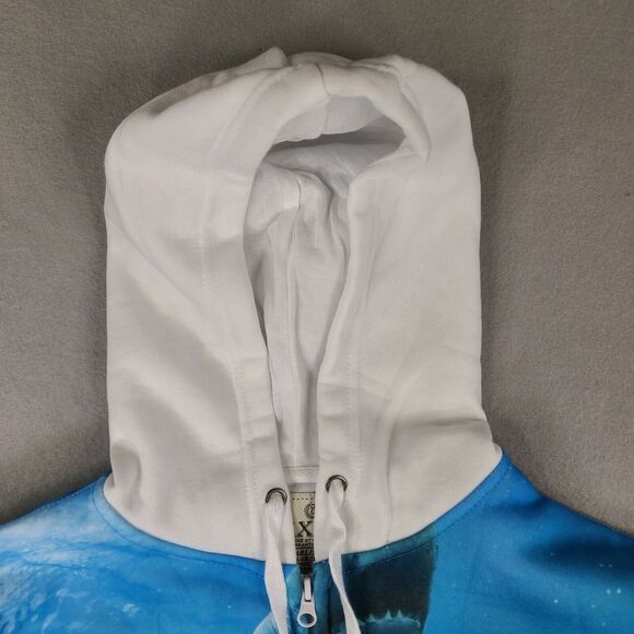 Exist Great White Shark Hoodie Sweatshirt Adult Size Small White Blue - Picture 5 of 12